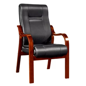 Black visitor chair with a cushioned seat and backrest