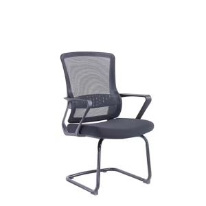 Black visitor chair with a breathable mesh back